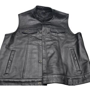 Men's Black Leather Vest